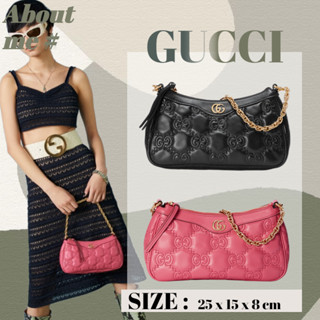 Gucci 2023 สินค้าใหม่ GG Matelassé ผู้หญิง/กระเป๋าโซ่/กระเป๋าสะพาย