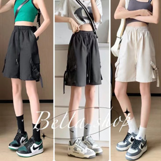 Bella🌻กระโปรง✨y2k cargo shorts กางเกงขาสั้นผู้หญิงสีดำ ใหม่แจ๊กเก็ตขากว้างขนาดใหญ่เอวสูงกีฬาหลวมฤดูร้อน✨พร้อมส่งจากกทม มาถึงใน 3-5 วัน