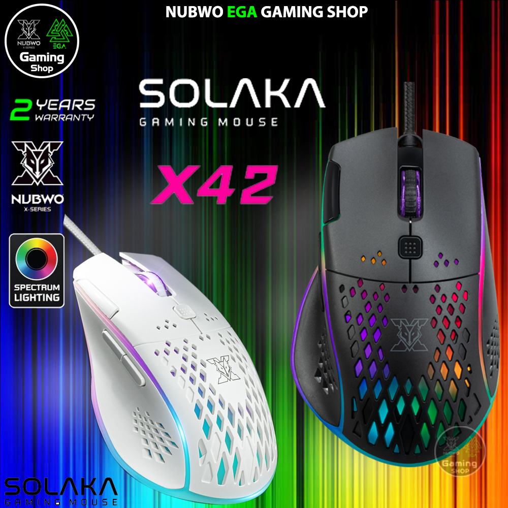 GAMING NUBWO X42 SOLAKA MACRO GAMING MOUSE เมาส์เกมมิ่ง เมาส์มาโคร มีไฟ RGB ปรับ DPI 7200 เหมาะสำหรับเล่นเกม #X 42