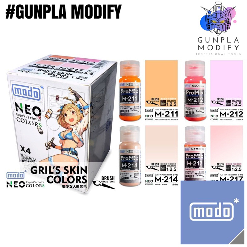 MODO C227 NEO COLOR Girl’s Skin Color  Set ชุดสีผิวหนังการ์ตูนอนิเมะ สูตรแลคเกอร์ ขนาด 30 ml จำนวน 4 ขวด