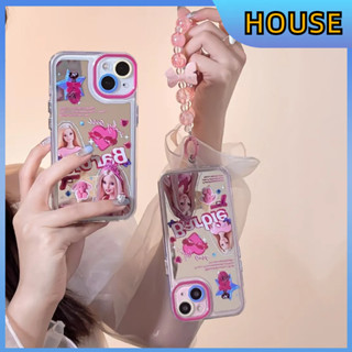 💲คูปองเคลม💲เคสไอโ case for iphone 11 12 ตุ๊กตาบาร์บี้ เพิ่มห่วงโซ่ เคส 14 13 12 11 pro max กระจกเงา ซิลิโคนเหลว