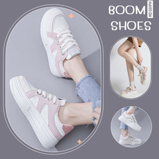 BOOM💣รองเท้าสเก็ต ส้นหนา เชือกแต่งลายถัก สีทูโทน  เบอร์ 35-40