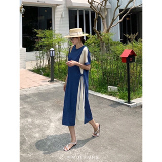 🌈🌿🌺🌸🌼💙🤎🇰🇷Knit Patch 2Tone Maxi Dress
