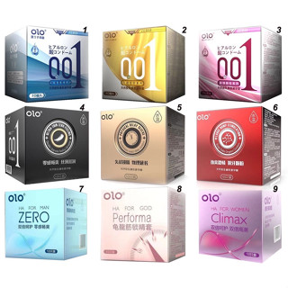 OLO Thin 001 series basic condoms 10pes ถุงยางอนามัย ถุงยาง (10ชิ้น/1กล่อง) แบบบาง บาง 0.01 มิล 50/52/54mm