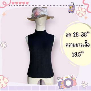 เสื้อไหมพรมคอเต่า แขนกุด สีดำ