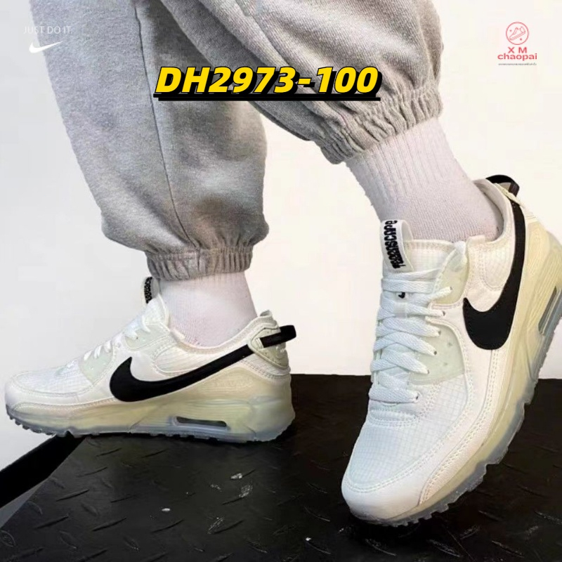 2023 Nike Nike Air Max 90 Terrascape รองเท้าวิ่งวัสดุรีไซเคิลสีเบจ DH2973-100 รองเท้าผ้าใบที่สะดวกสบาย