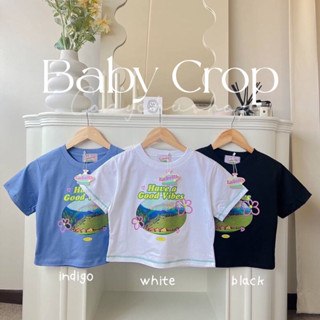 เสื้อครอป Baby Crop ลาย have a good vibes🦋🌳 (Labsilk)