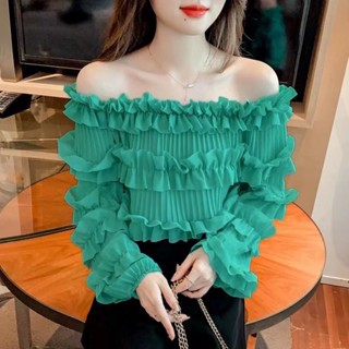 เสื้อปาดไหล่ชีฟองอัดพีทเเขนยาว ผ้าเนื้อนิ่ม ใส่สบาย

Free size
ขนาดอก ‘ 30-44”
ความยาว ‘ 21”