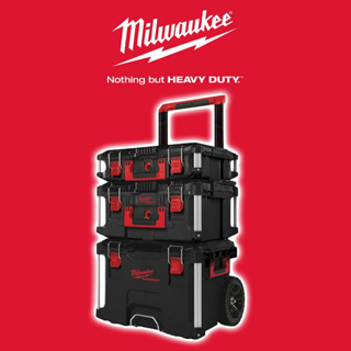 Milwaukee 4932464244 ชุดกล่องล้อลาก PACKOUT สีดำ Milwaukee Packout Trolley Toolbox 3 Piece Set