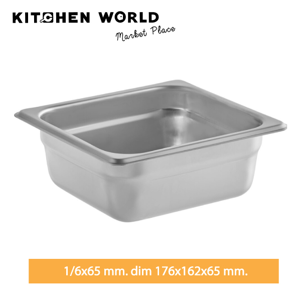Stainless Steel Service Pan GN 1/6 mm.dim 176x162 mm. / GN ถาดสำหรับใช้ในครัว ถาดสแตนเลส GN tray