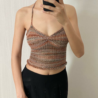 Restock! Bestseller🔥Brown-Green Tube top knit-handmade