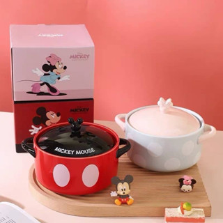 ชามเซรามิกพร้อมฝาปิด Mickey&amp;Minnie