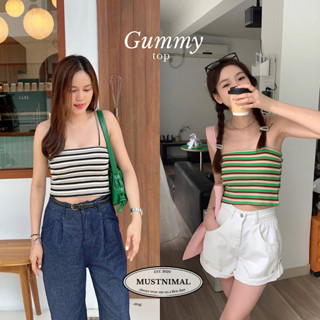 (พร้อมส่ง) MUSTNIMAL | Gummy top เสื้อสายเดี่ยวลายทาง