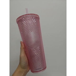 แก้วหนามสตาร์บัคของแท้  สีชมพู  Starbucks bling glittering pink  Cold Cup 240z. แก้วสตาร์บัคส์ ของใหม่ พร้อมส่ง