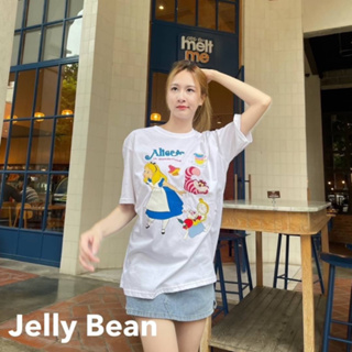 เสื้อยืดโอเวอร์ไซส์ อลิซดินแดน อก 44-46" ยาว 28" สกรีน DFT ผ้า cotton100% ป้าย Jelly Bean