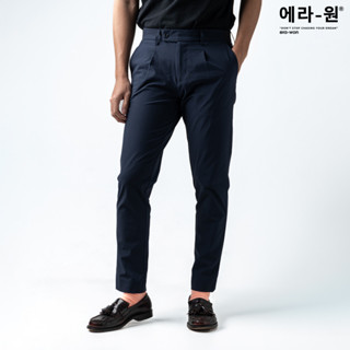 era-won กางเกง รุ่น GOLF FABRIC ทรงกระบอกเล็ก ขาเต่อ เอวยางยืด  สี Navy Fuji