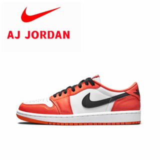 Air Jordan 1 Low OG ปลาดาว หัวเข็มขัดขนาดเล็กทนต่อการสึกหรอรองเท้าบาสเก็ตบอลย้อนยุคสตรีปลาดาวสีส้ม