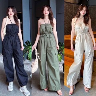 CARGO JUMSUIT คัตติ้งสวยกางเกงใส่ได้ 2แบบ รัดข้อเท้า แบบรูด จั้มๆกับ ปล่อย กระเป๋า ข้างซ้ายขวา พร้อมส่ง