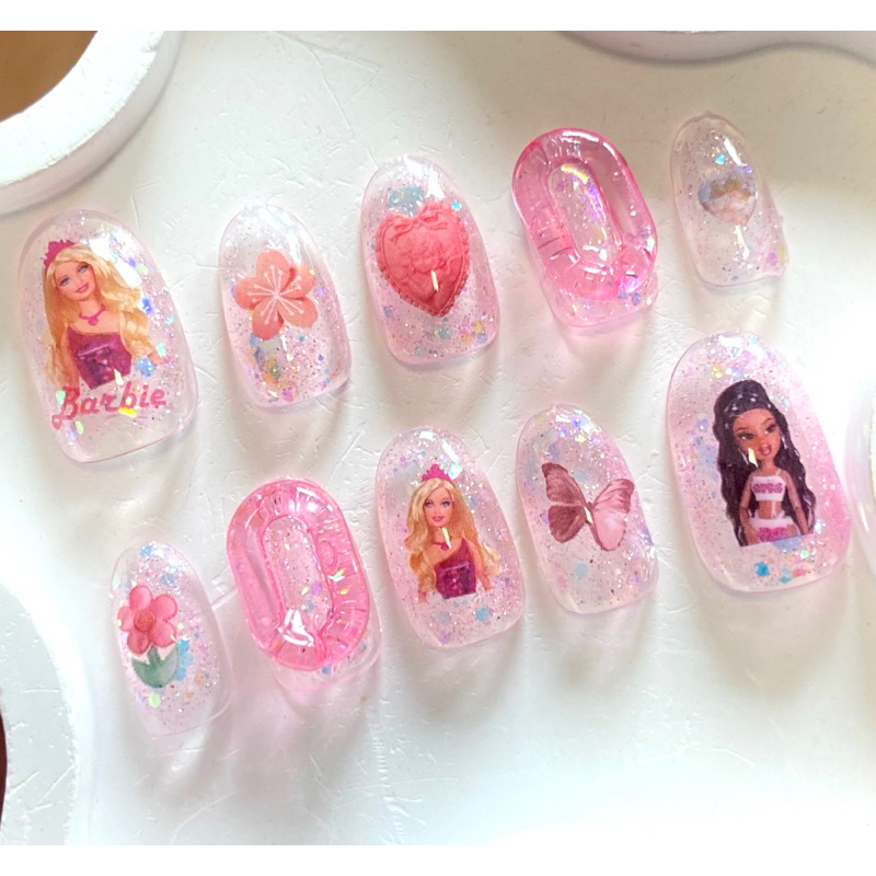 เล็บเจลแท้100% (ลายบาร์บี้)(พร้อมส่ง)