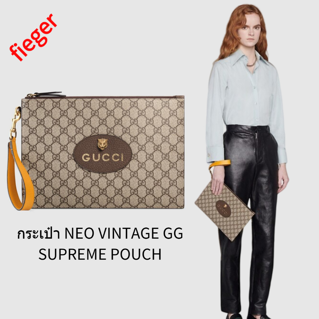 กระเป๋าผู้ชาย Gucci คลาสสิกใหม่ กระเป๋า NEO VINTAGE GG SUPREME POUCH