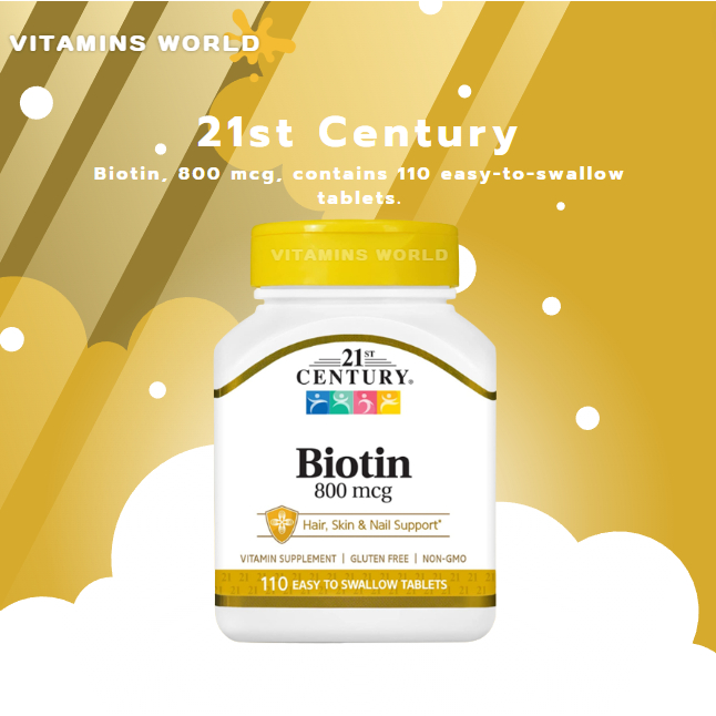 21st Century, Biotin, 800 mcg, contains 110 easy-to-swallow tablets. (V.266)