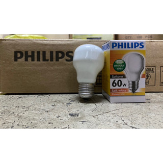 Philips หลอดไส้ SOFTTONE 60W ขั้วE27 ของแท้100%มือ1พร้อมส่ง