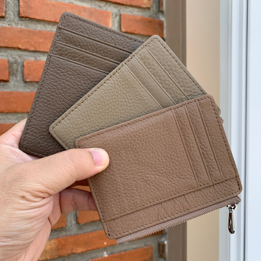 S5-53 (หนังวัวแท้) Card Holder บางเฉียบ 9ช่อง ใส่บัตร ใส่ตังค์ ใส่เหรียญ Silm Wallet