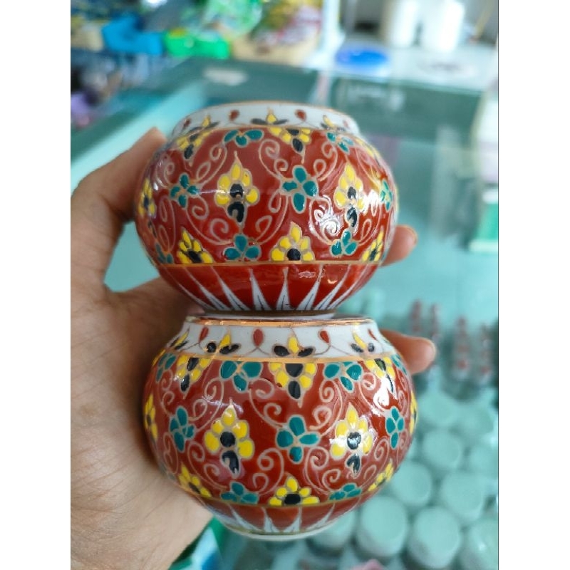 ถ้วยเบญจรงค์ลายดอก(ขนาดใหญ่)
