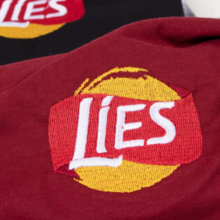 เสื้อยืดปักลาย Lies ผ้าคอตตอน ใส่สบาย พร้อมส่ง