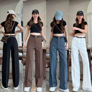 (K2.) Classy Pants กางเกงตะขอหน้ากระบอกกลางแต่งหูเข็มขัด