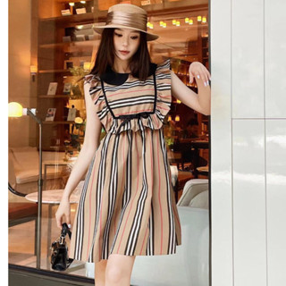 BURBERRY MIDI DRESS เดรส ผ้าคอตตอน น่ารักมาก แต่งระบายช่วงอก เบอเบอรี่ บัลเบอรี่