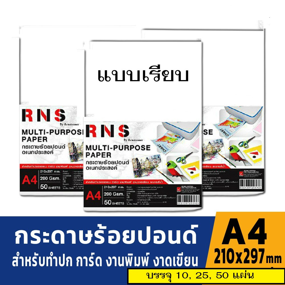 กระดาษ100ปอนด์A4(เรียบ2หน้า)-เรนาซองซ์RNS-200gกระดาษวาดรูป-วาดเขียน กระดาษร้อยปอ
