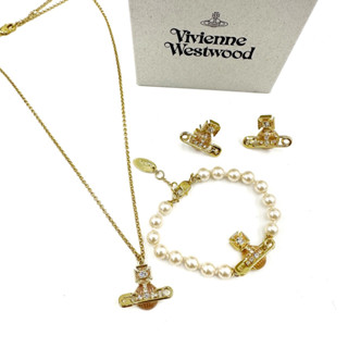 Vivienne westwood ของแท้ necklace สีทอง สร้อยคอ ข้อมือ ต่างหู เครื่องประดับ ของขวัญ  bracelet วิเวียน earrings ผู้หญิง