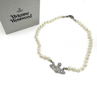 Vivienne Westwood ของแท้ pearl silver mini relief เงิน สร้อยคอ มุก สร้อยมุก กำไลข้อมือ ของแท้ เซ็ตสร้อย วิเวียน