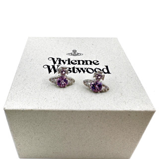 Vivienne Westwood earrings สีเงิน ม่วง สวย ออกงาน วิเวียน ต่างหู น่ารัก ของแท้ ของขวัญ ผู้หญิง