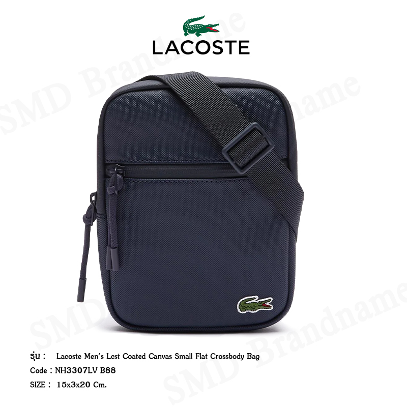 Lacoste กระเป๋าสะพายข้าง รุ่น Lacoste Men's Lcst Coated Canvas Small Flat Crossbody Bag Code: NH3307LV B88