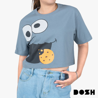 DOSH WOMENS T-SHIRTS SESAME STREET เสื้อยืดครอปสั้น แขนสั้น DSEWT1010-BU