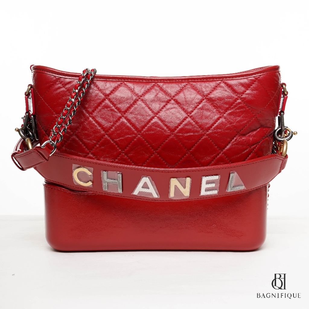 CHANEL GABRIELLE MEDIUM RED LAMB SGHW