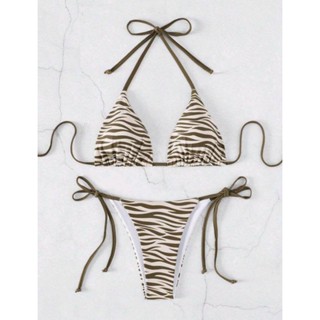 (พร้อมส่ง)​ bikini สายฝ.ลายม้าลาย