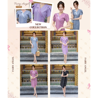 Iงานป้าย Fairyangel {S-XL} (ป้ายแท้)(เช็คของก่อนโอนเงิน) มี 4 ไซส์ เดรสลายไทย ลายขอ ทรงสูท แขนกลีบบัว 0010