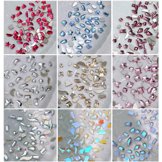 อะไหล่เพชรสีคละแบบ เลื่อมระยิบ ระยับ สำหรับตกแต่งเล็บเจล 100/แพค 🌈พร้อมส่งในไทย 🌈