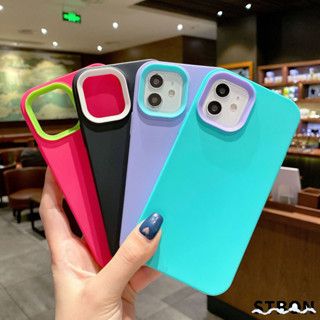 STBON เคสไอโฟน เคสซิลิโคน  ใช้กับ  iPhone 11 12 13 Pro Max XR  Xs 7 8 Plus SE เคสประกบสีพื้น