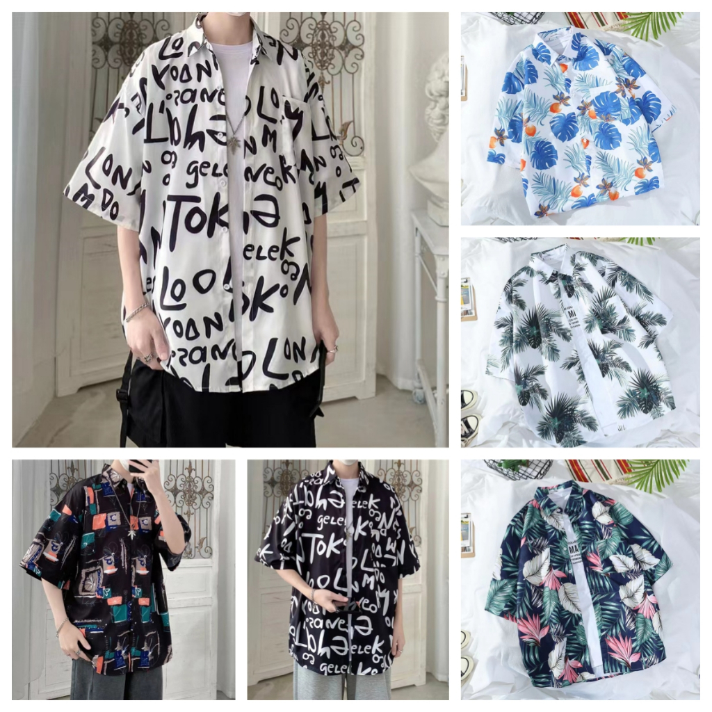 เสื้อฮาวายชาย เชิ้ตแขนสั้น ระบายความร้อนได้ยอดเยี่ยม ทรงหลวม ขนาดใหญ่