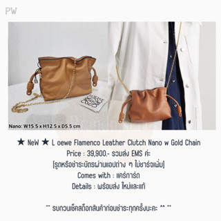 ★ NeW ★ L oewe Flamenco Leather Clutch Nano w Gold Chain