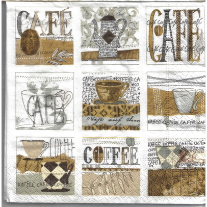 Pladao Napkin ภาพกาแฟ กาแฟ ลายเส้น Coffee Cafe ถ้วยกาแฟ กระดาษ แนพกิ้น สำหรับงานศิลปะ เดคูพาจ decoup