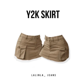 y2k skirts กระโปรงคาร์โก้ผ้ายืด สับสุดต้องมีรุ่นฮิตขาประจำ