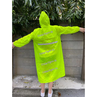RLT115 เสื้อกันฝนผู้ใหญ่ สีเขียวสะท้อนแสง สีส้มสะท้อนแสง ติดซิป อย่างดี