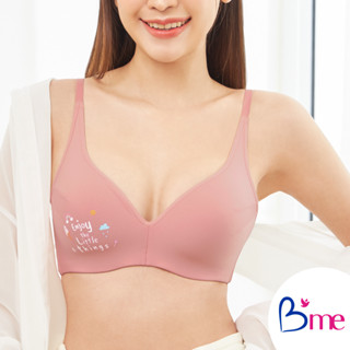 Bme เสื้อชั้นใน รุ่น ME1C16 สีดำ สีโอวัลติน สีส้มแซลม่อน (ลาย Happy Enjoy Passion) เข้าคู่กางเกงใน ME6A1U  New m.8