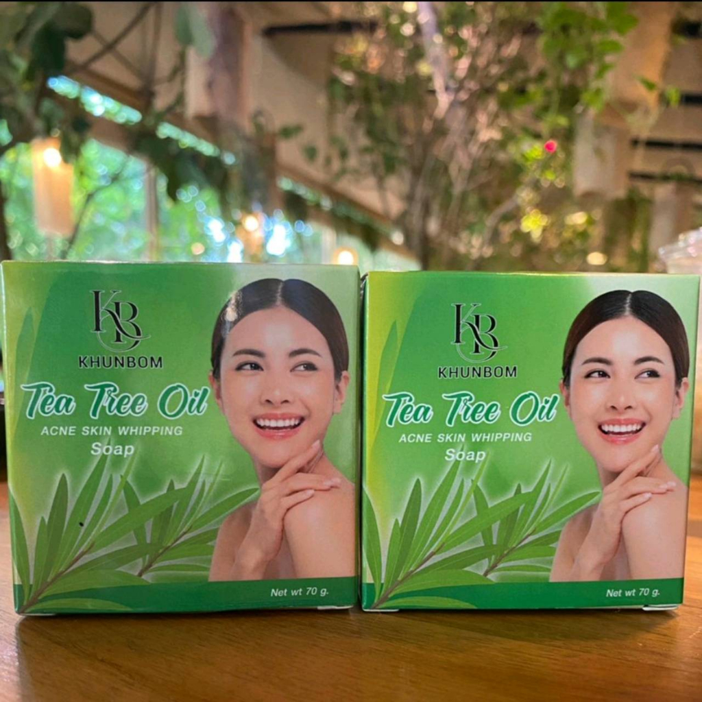 แพคคู่ สบู่ทีทรีออยล์ สบู่หน้าใสลดสิว สบู่ควบคุมความมัน สบู่KB สบู่+ถุงตีฟอง