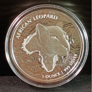 2019 Republic of Ghana 1 oz Silver 5 Cedi African Leopard